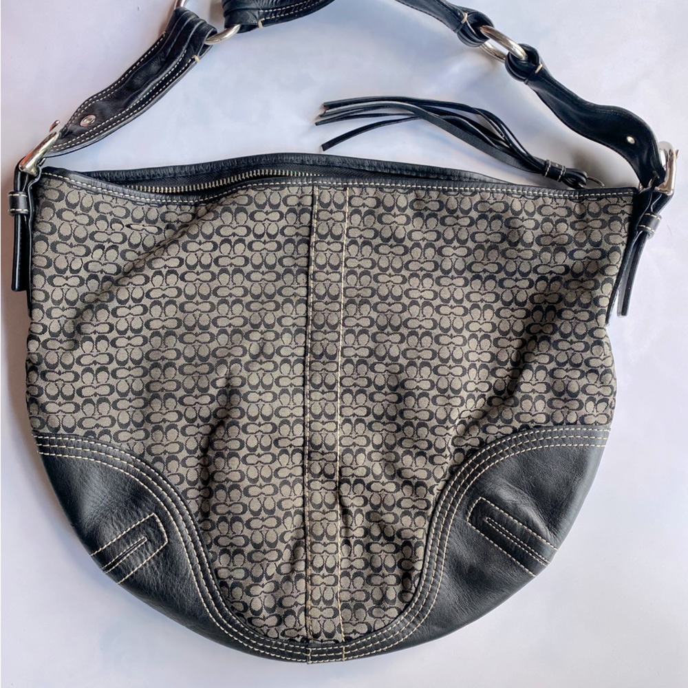 Coach soho Large purse handbag signature jacquard shoulder bag travel boho